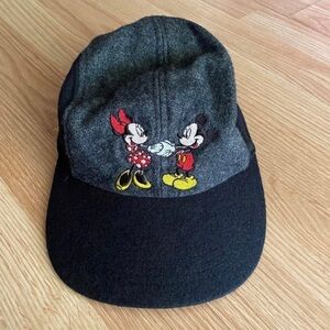 Vintage Minnie & Mickey Mouse Gray Wool Blend Hat Adult OS Unisex